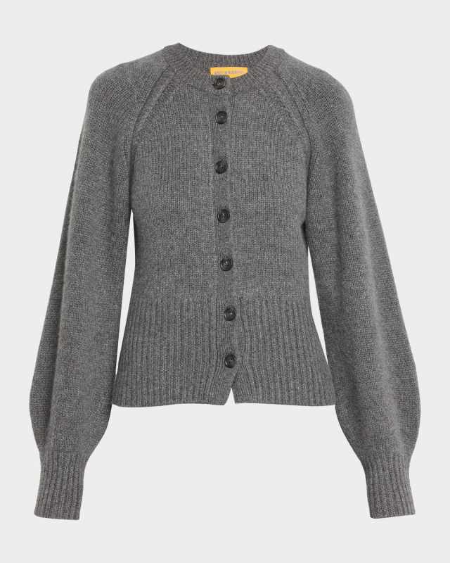 Sculpted Crewneck Cashmere Cardigan